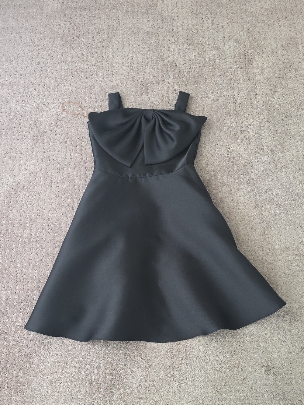 Black Bow-Front A-Line Girl's Dress